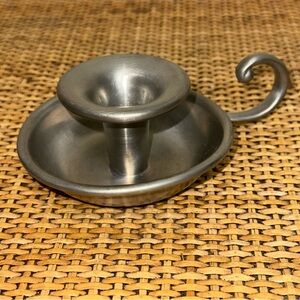 Nantucket Pewter Conn House Candlestick Holder Handle Silver Color Decor Small